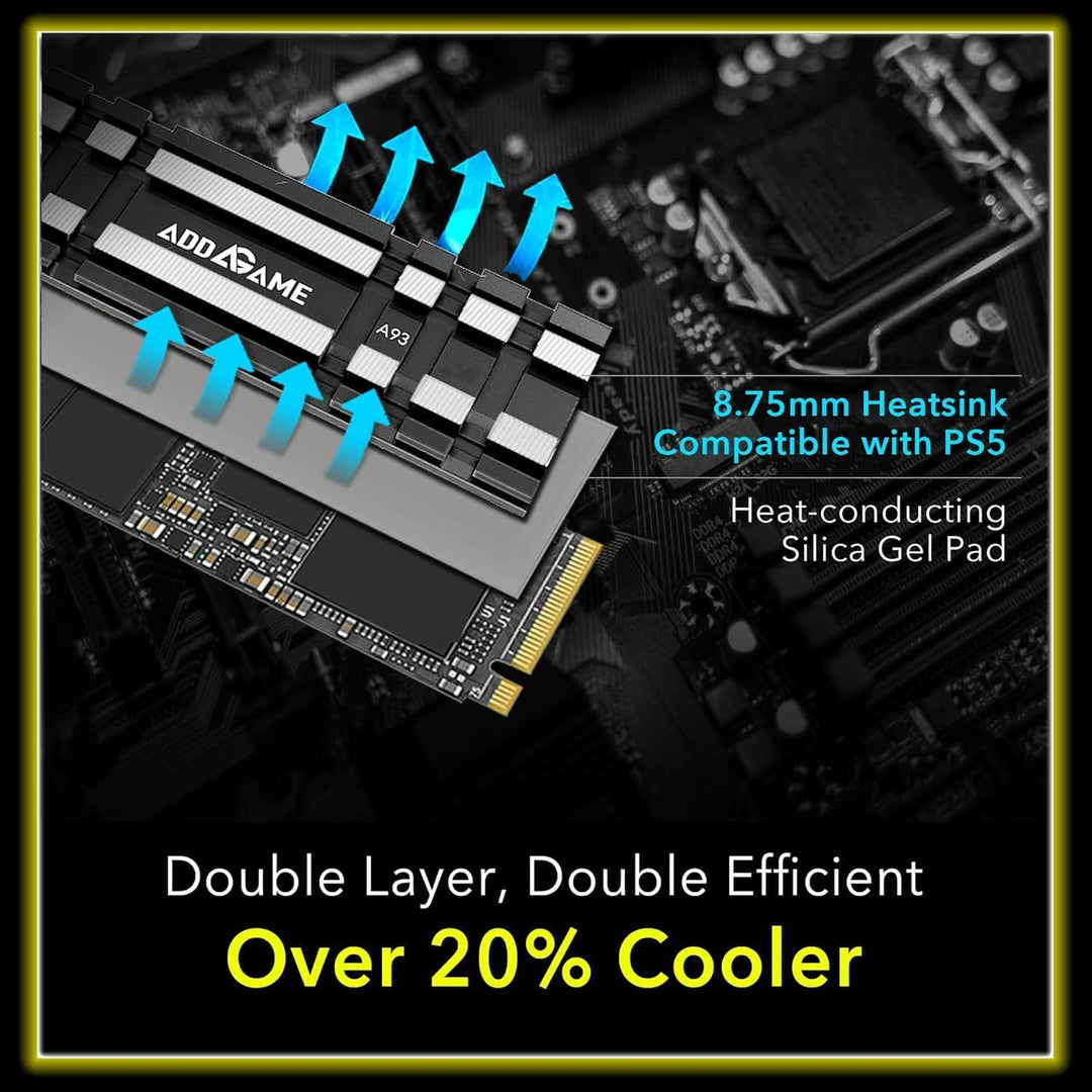 Addlink A93 2TB Gaming PC PS5 M.2 SSD mit Heatsink, ultimative Gaming-Leistung bis zu 7.400 MB/s, Ge