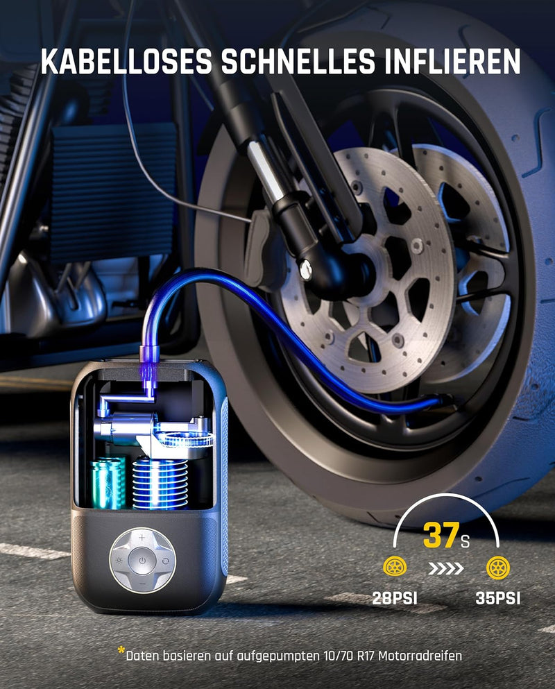 Fanttik X8 Mini Elektrische Luftpumpe, 10,3 BAR/150 PSI Tragbar Fahrradpumpe, Elektrischer Kompresso