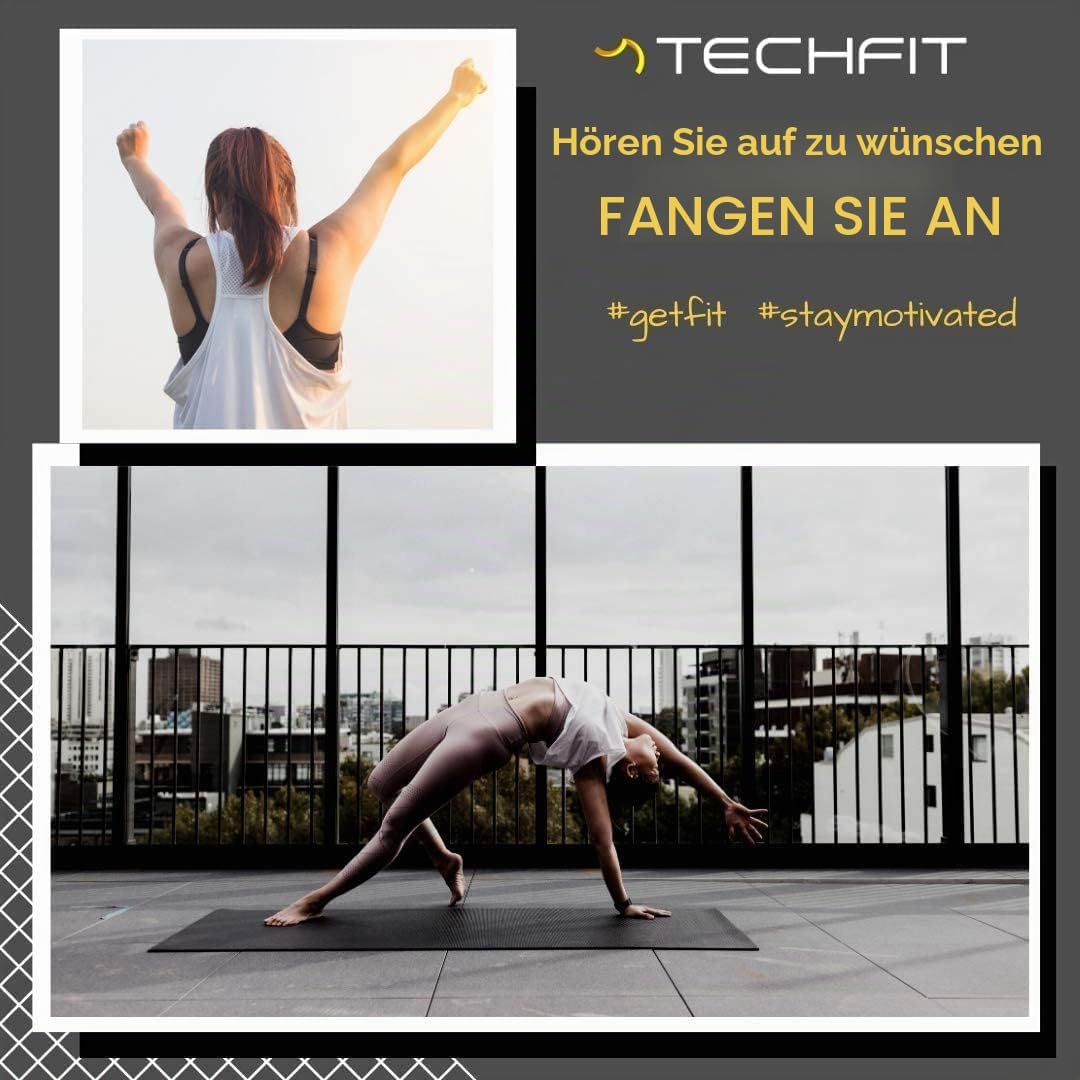 TechFit Yogamatte Rutschfest für das Fitnessstudio zu Hause - Pilates Matte für das Heimtraining, Yo