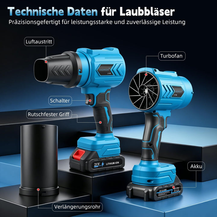 Akku-Laubbläser für Makita Akkus,Akku-Gebläse mit 2x2,0Ah Akkus &amp; Ladegerät | Luftgeschwindigkeit 21