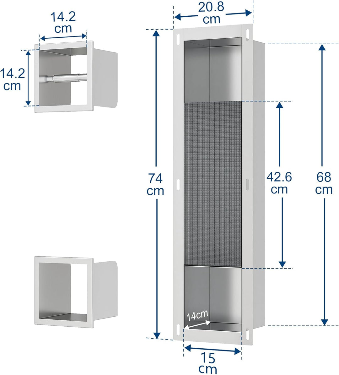 Unterputz-Schrankmodul Edelstahl mit Toilettenpapierhalter Eingebaute Badezimmerschrank Schmal Toile