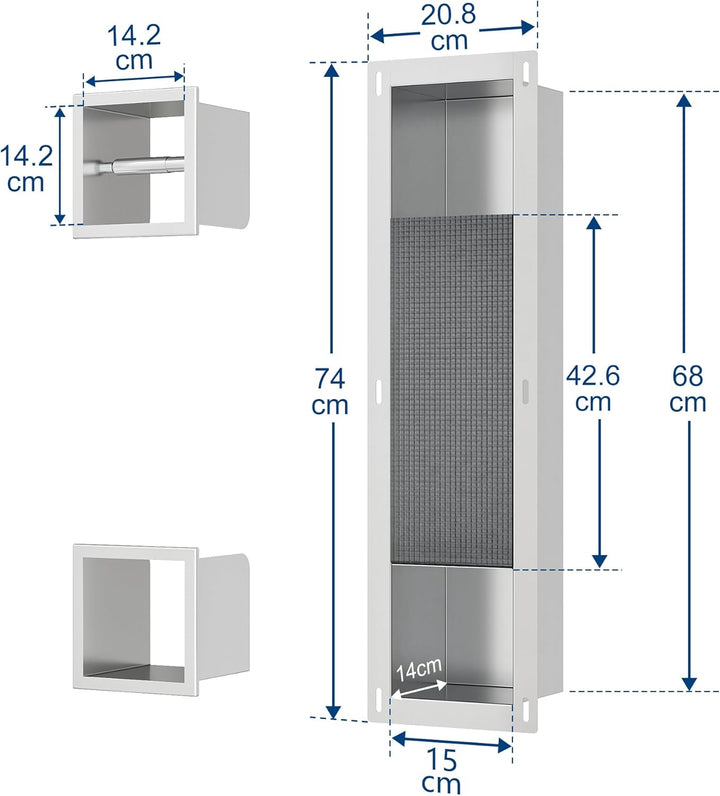 Unterputz-Schrankmodul Edelstahl mit Toilettenpapierhalter Eingebaute Badezimmerschrank Schmal Toile