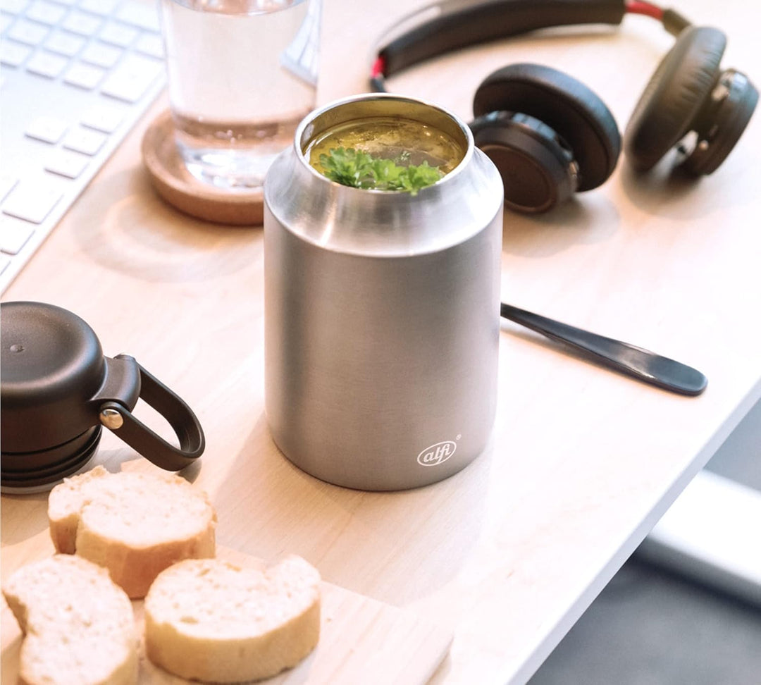 alfi CITY FOOD MUG 470ml, cool grey, Edelstahl-Thermobehälter für Essen, Isolierbehälter für Suppen,