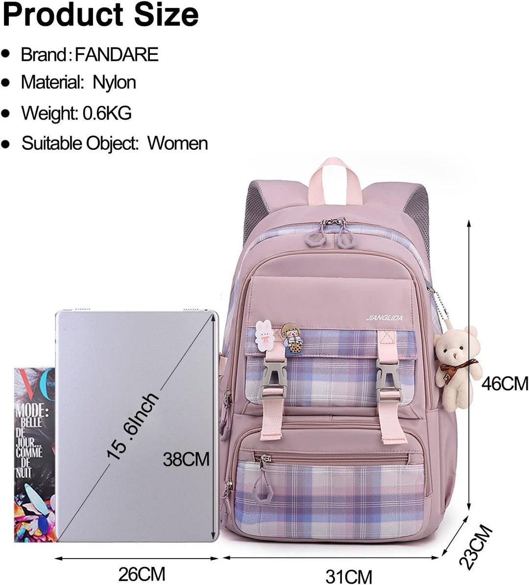 FANDARE Schulrucksack Schulrucksack Schultasche Herren Damen Rucksack Schulranzen für Outdoor Reise