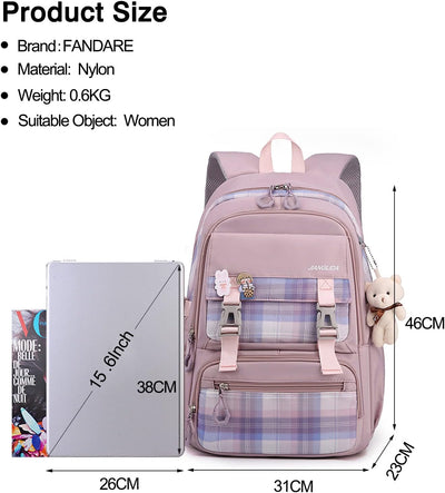 FANDARE Schulrucksack Schulrucksack Schultasche Herren Damen Rucksack Schulranzen für Outdoor Reise