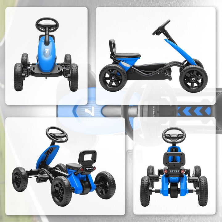 AIYAPLAY Pedal Go Kart für Kinder, Kinder-Rennwagen mit leisen Eva-Reifen, für 2-5 Jahre, blau | Kin