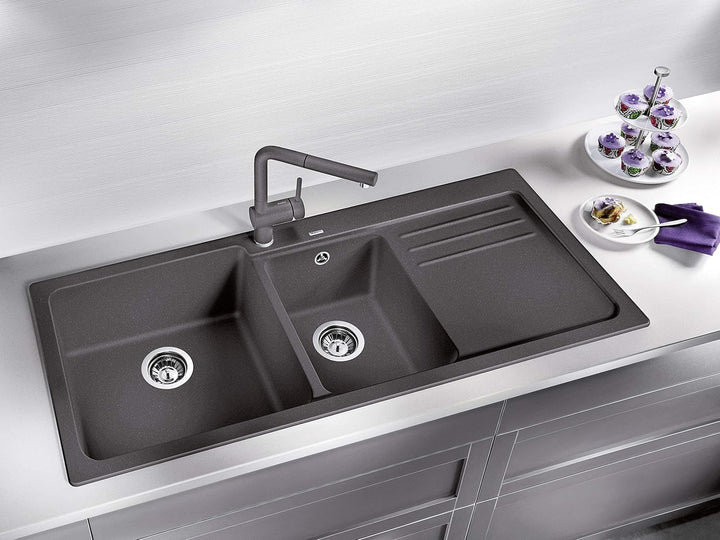 BLANCO Spül-Set in felsgrau – ETAGON 500-U – Spülbecken für 60 cm Unterschränke – Granitspüle aus SI