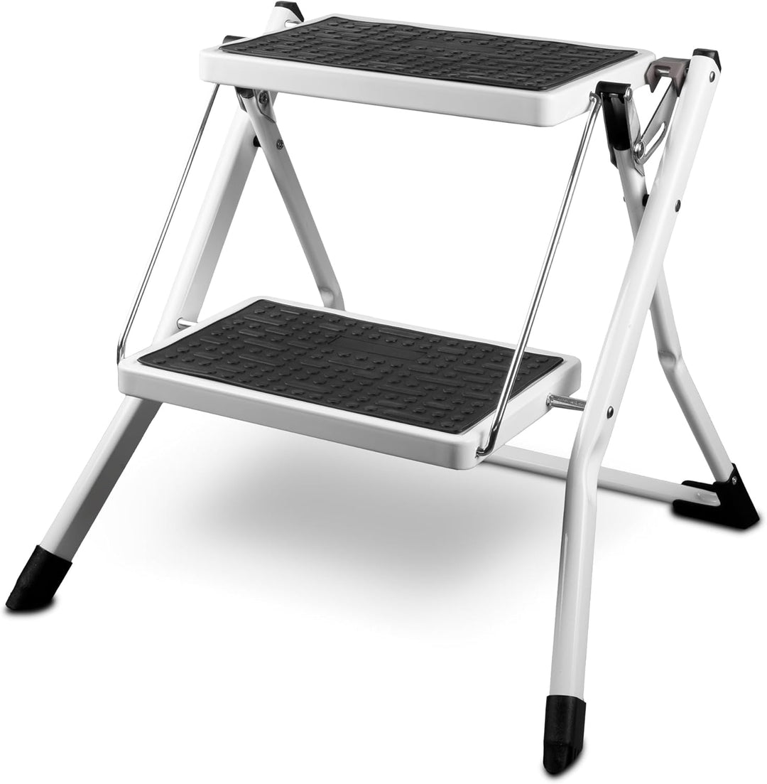 siwitec Mini Klapptritt mit 2 Stufen, Faltbare Leiter, Tritthocker bis zu 150 kg belastbar, Trittlei