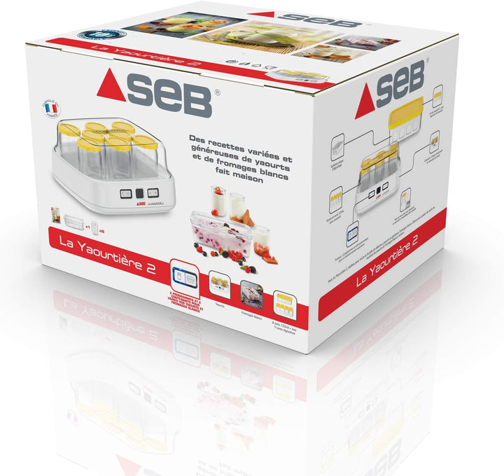 SEB Joghurtbereiter 2 mit LCD-Display, 2 automatische Programme, Joghurt, 8 Käsegefässe, 1 l, inkl.