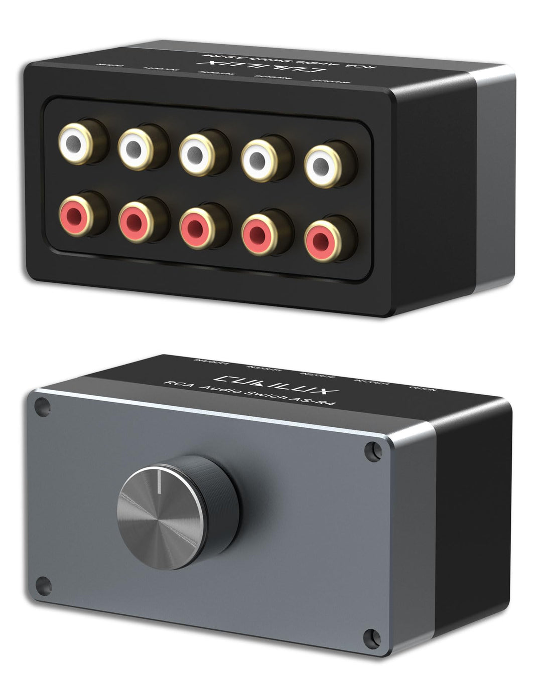 Cubilux AS-R4 Bidirektional RCA Stereo Audio Switch 4(1)-In-1(4)-Out,Passiver 4 Kanal Stereo Cinch L