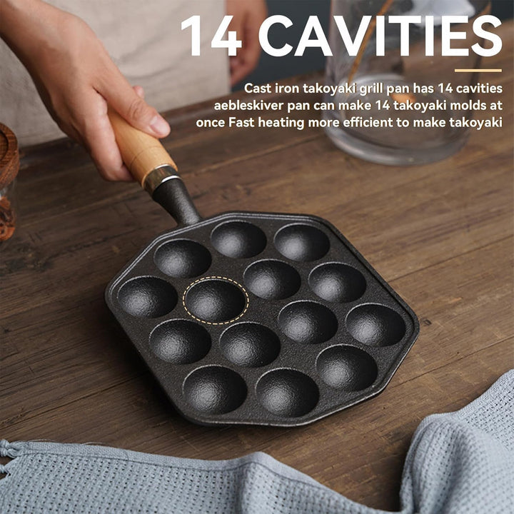 Cyrank Poffertjes Pfanne, Takoyaki Pfanne, Fleischbällchen Former, 14 Löcher, Antihaftbeschichtete T
