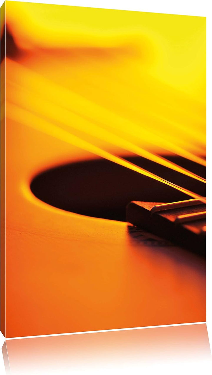 Pixxprint Gitarrensaiten, Format: 100x70 auf Leinwand, XXL riesige Bilder fertig gerahmt mit Keilrah