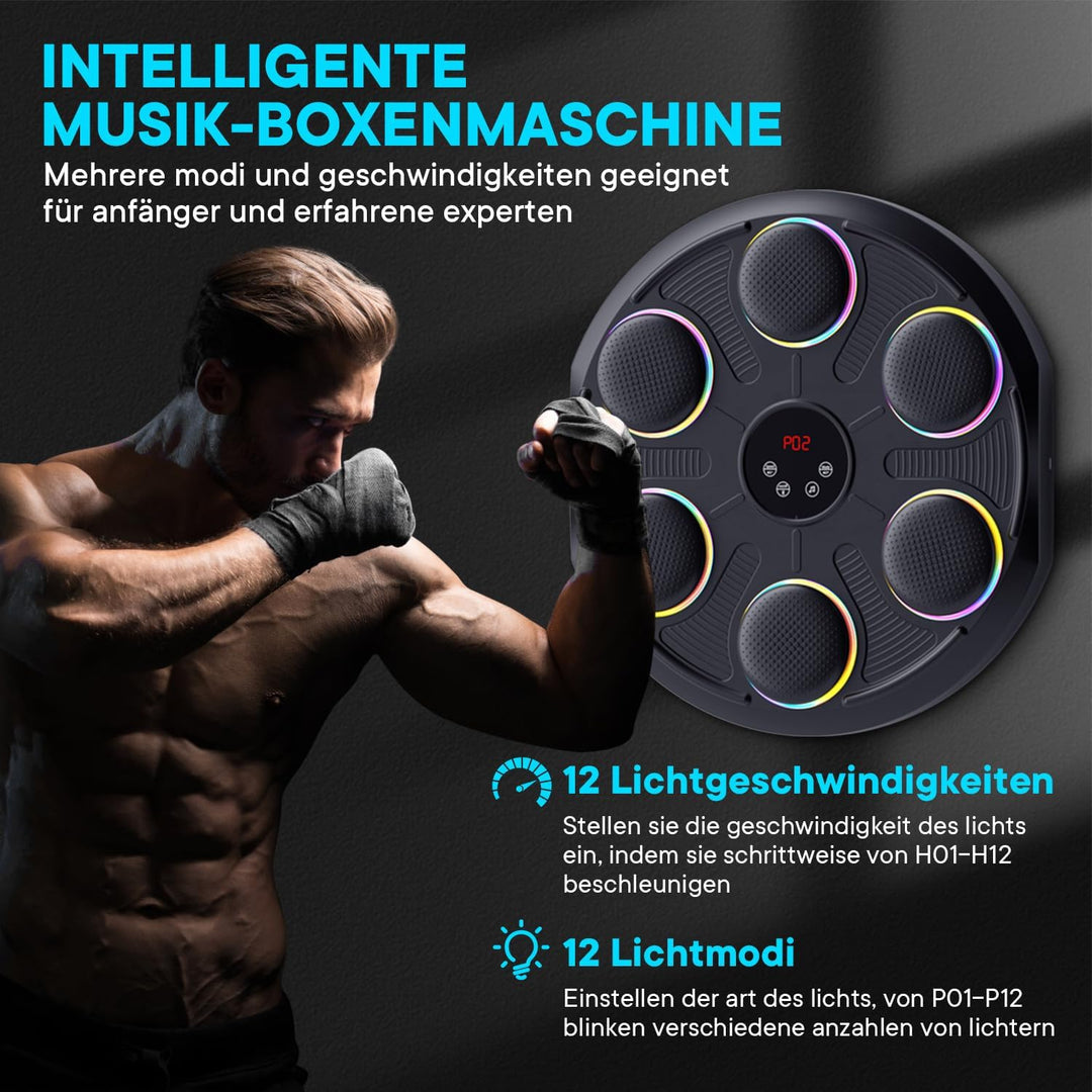 Unichefry Music Boxing Machine, Boxmaschine mit Musik & LED-Beleuchtung, 12 Geschwindigkeitsmodi und
