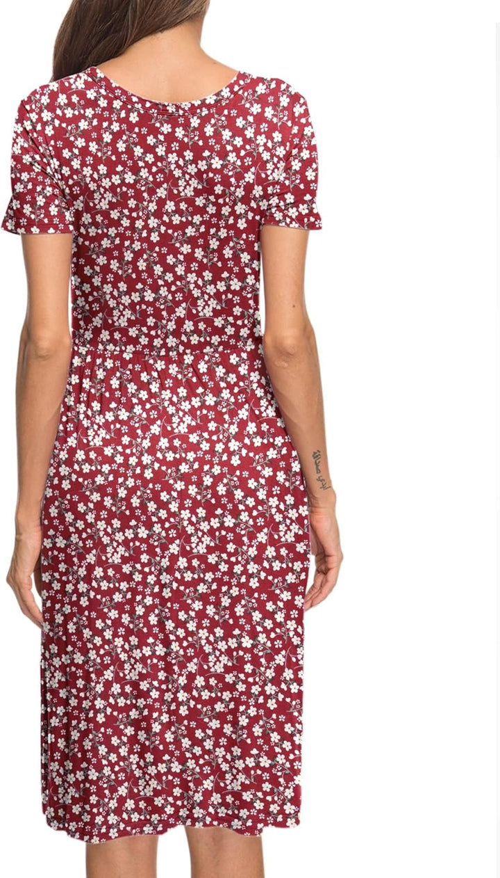 AUSELILY Damen Kleider Sommer Sommerkleider Knielang Kurzarm Empire Freizeitkleid Schicke Shirtkleid