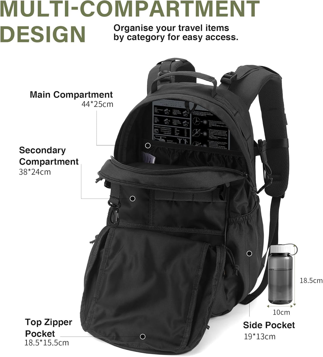 Mardingtop 20L Militär Rucksack Herren Wanderrucksack Trekkingrucksack Tactical Backpack mit MOLLE-S
