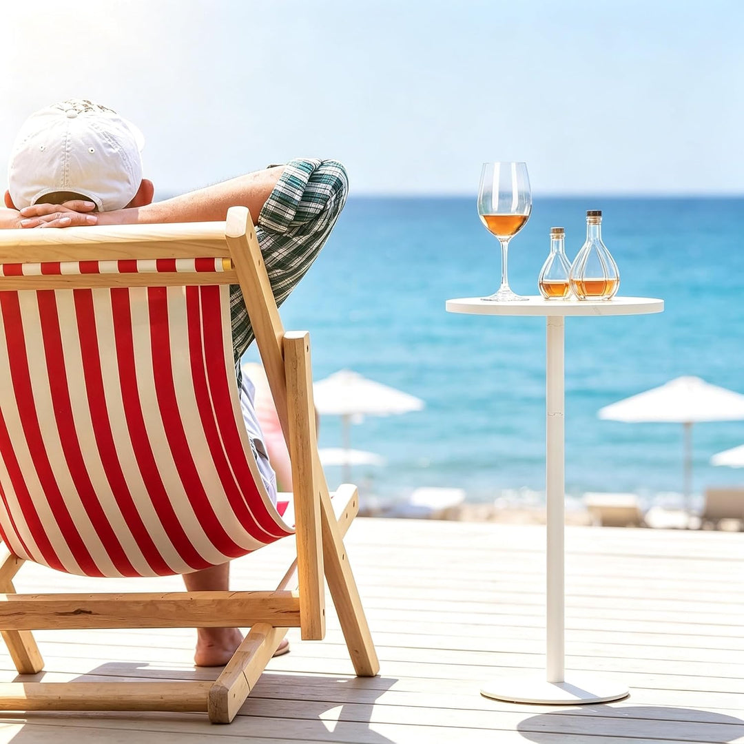 smusei Kleiner Weiss Beistelltisch, runder Couchtisch mit Marmorsockel Sofa-Beistelltisch für Wohnzi
