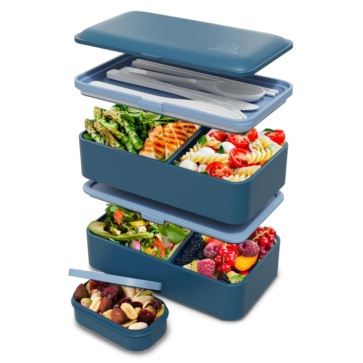 Umami All-in-1 1,2L Bento Lunchbox Erwachsene mit Besteck, 2 Saucenbehältern als Brotdosen Salat, Sn