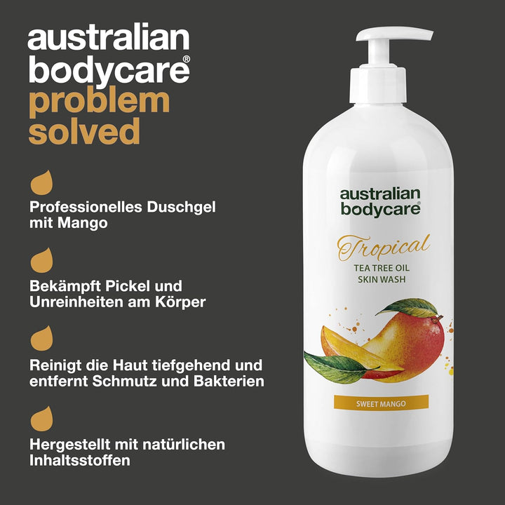 Australian Bodycare Skin Wash Professional 1000 ml | Teebaumöl + Mango Duschgel für den Körper | Mac