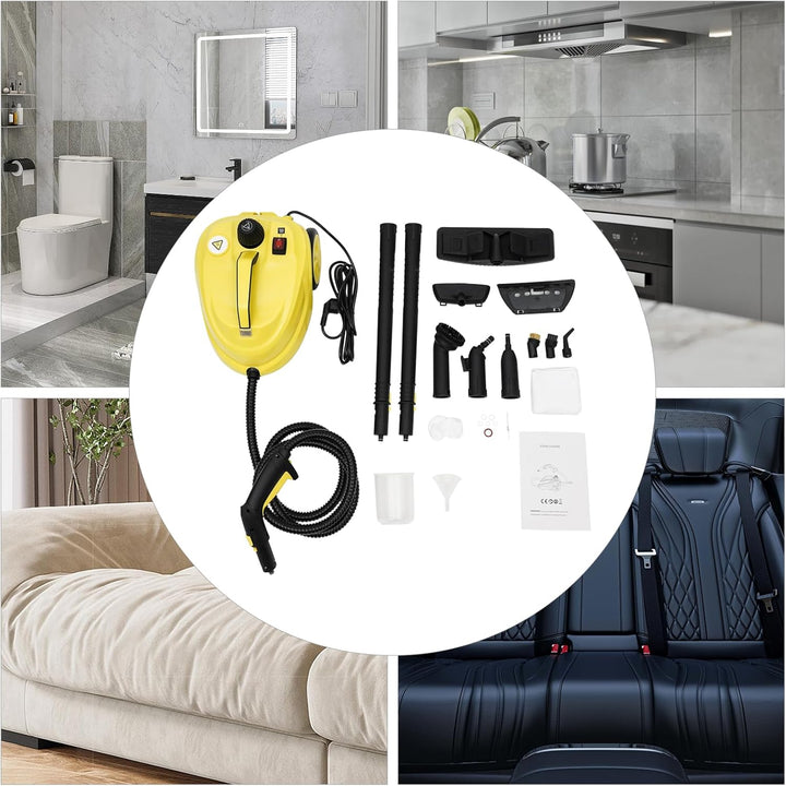 2000W Dampfreiniger, 1.7L Mehrzweck Handdampfreiniger mit 360° Drehbare Bürste, steam cleaner für Re
