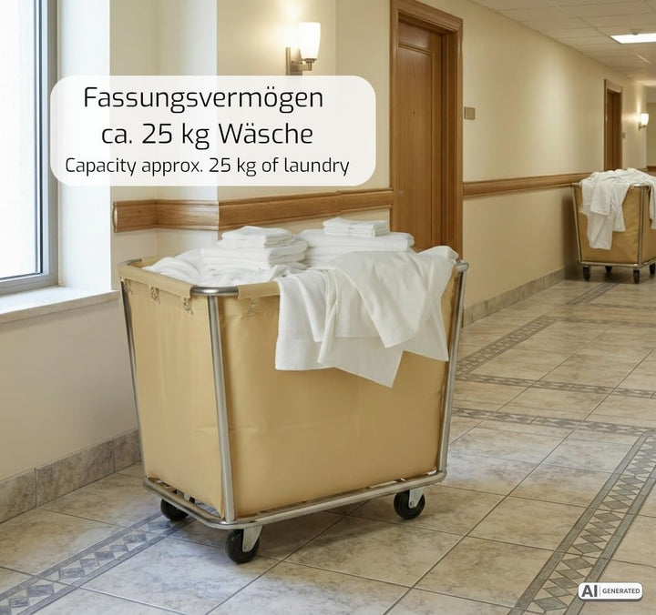 Saro AF 264 Wäschewagen, Edelstahl, creme, 90 x 65 x 85, Single