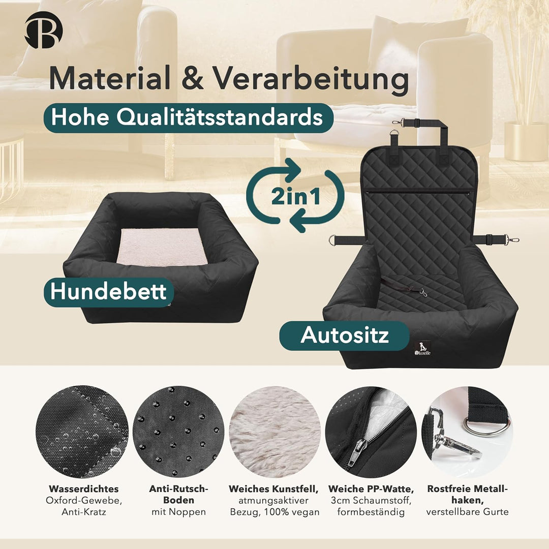 Hunde Autositz Auto Hundesitz, 2-in-1 Hundebett Hundekorb für kleine & mittelgrosse Hunde, Oxford St