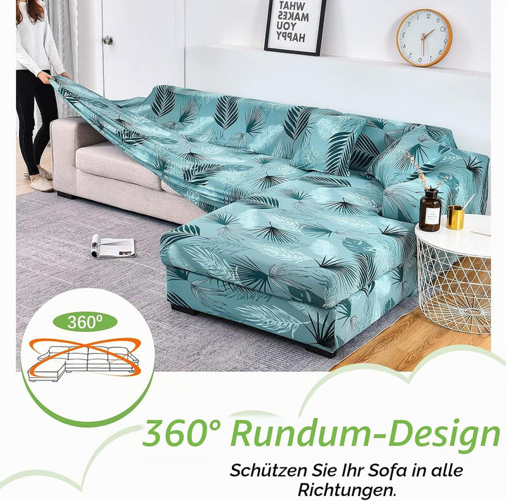 ShowyLive Sofa Überzug Ecksofa L Form Couch Überzug 2er Set Elastische Stretch mit 2 Stück Kissenbez