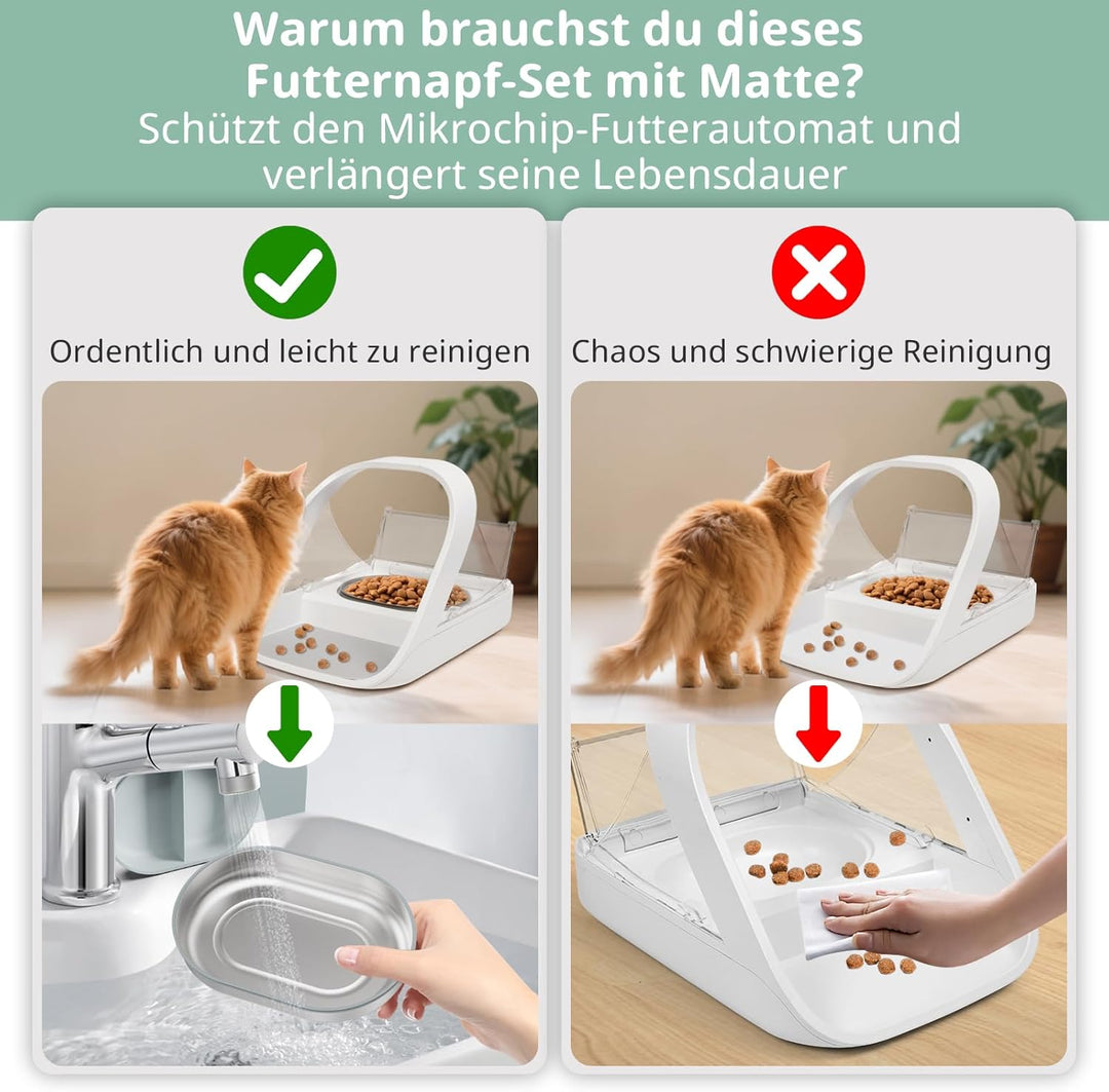 Edelstahlschalen für automatischen Mikrochip-Futterautomat für Haustiere – Dichtungsring-Design zur