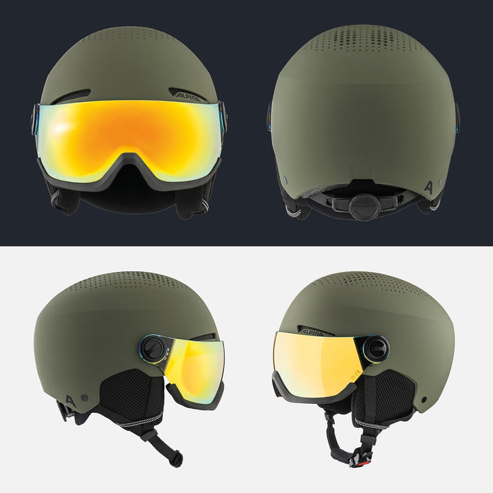 Alpina Arber Visor Q-Lite Herren Skihelm Hardshell-Aussenschale grün grün 54-58, 54-58