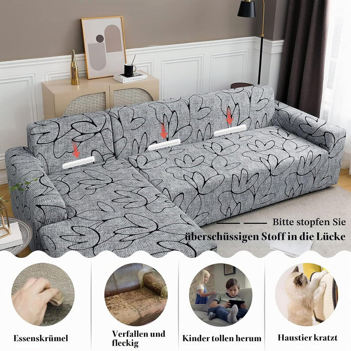 Jaotto Sofa Überwürfe Sofabezug Elastische Spandex Stretch Sofabezüge Couchbezug für L-Form Sofa Uni