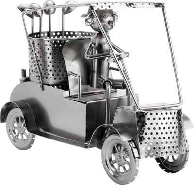 BRUBAKER Wein Flaschenhalter Golfer in einem Golfcart - Metall Skulptur - Geschenk mit