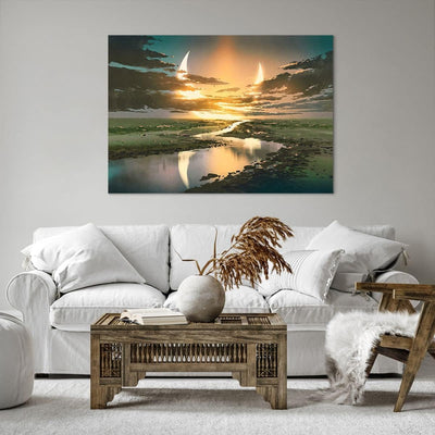 ARTTOR Bilder auf Leinwand 100x70cm Leinwandbild mit Rahmen natur natur Gross Wanddeko Bild Schlafzi