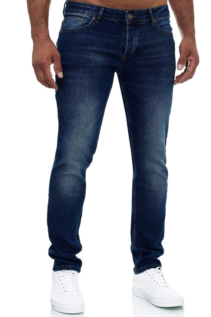 MERISH Jeans Herren Destroyed Hose Jeanshose Slim Fit Männer Denim 2081-1001 32W / 34L 502-4 Dunkelb