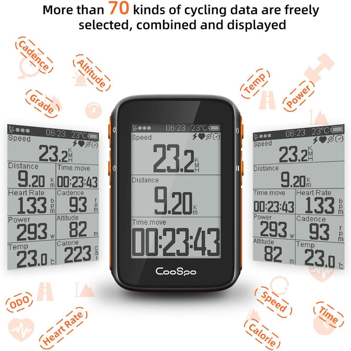 COOSPO BC200 Ciclocomputer GPS Bluetooth 5.0 ANT+, Computer Bicicletta Senza Fili Wireless Con LCD s