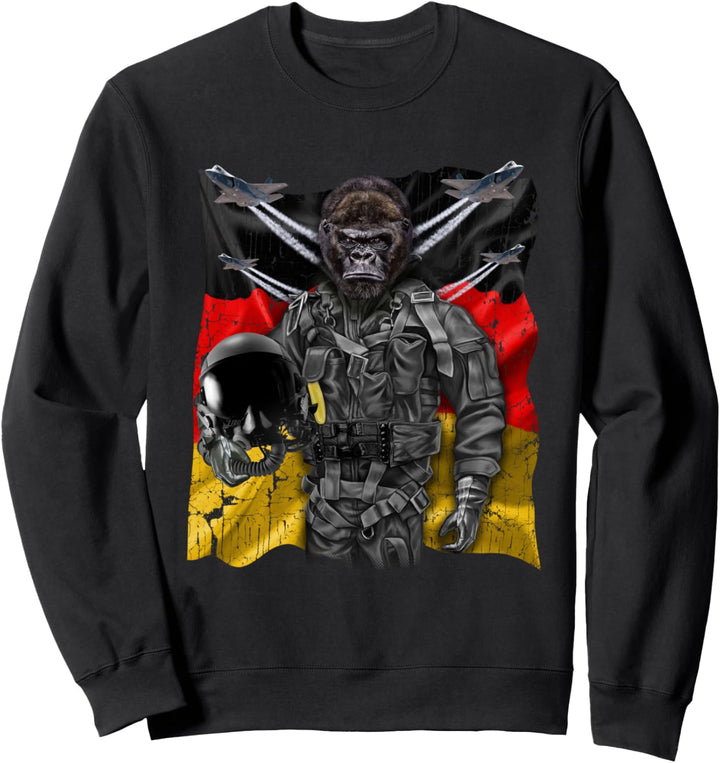 Gorilla als Kampfpilot mit deutscher Flagge Sweatshirt