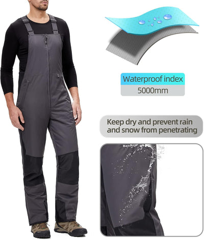 DAFENP Herren Skihose Latzhose Wasserdicht Schneehose Softshellhose Winter Warm Gefüttert Snowboardh