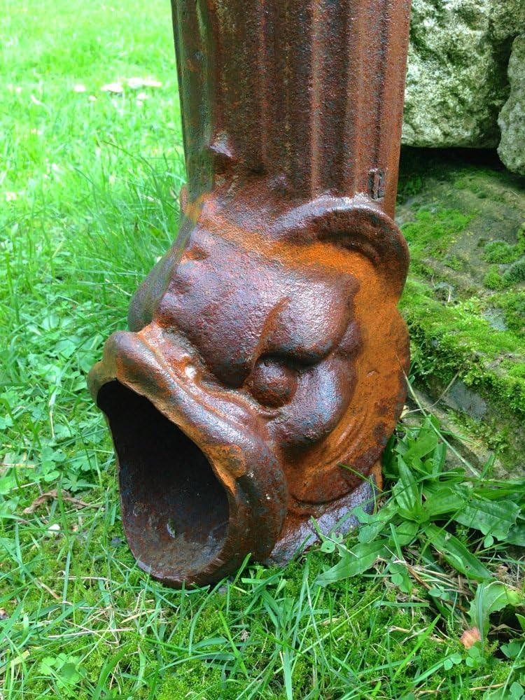Antikas - Fallrohr Auslauf, Wasser-Speier Fisch, Ablauf/Einlauf Dachrinne u. Brunnen
