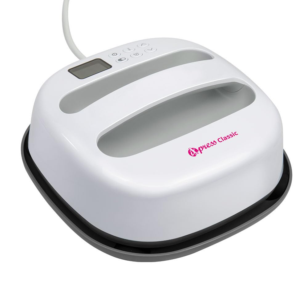 plottiX PL0301014 iXpress Classic 2-Transferpresse-22,5 x 22,5cm, Metall, Weiss, Kompakt