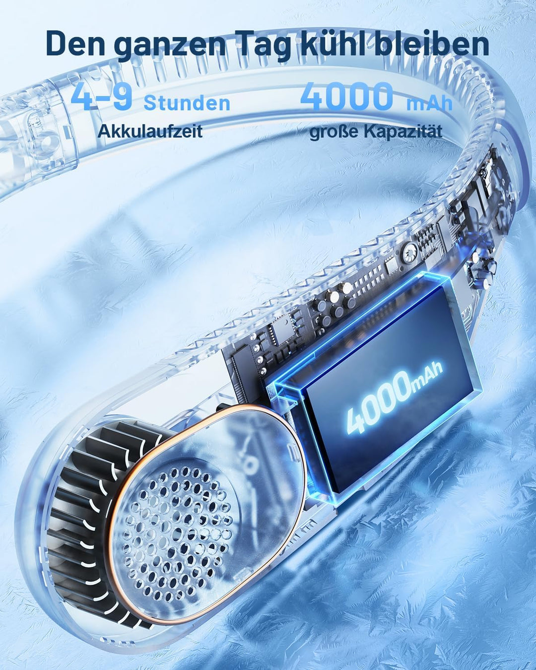 SWEETFULL Nackenventilator Hals Ventilator Tragbarer, 4000mAh akku (bis zu 9 Stunden),Mini USB klein