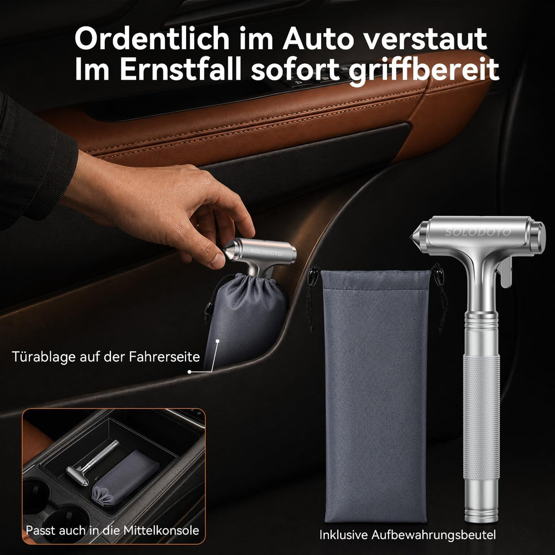 2-in-1 Notfallhammer Auto mit Gurtschneider, hochharte Wolframstahlspitze GUrtschneider Notfallhamme
