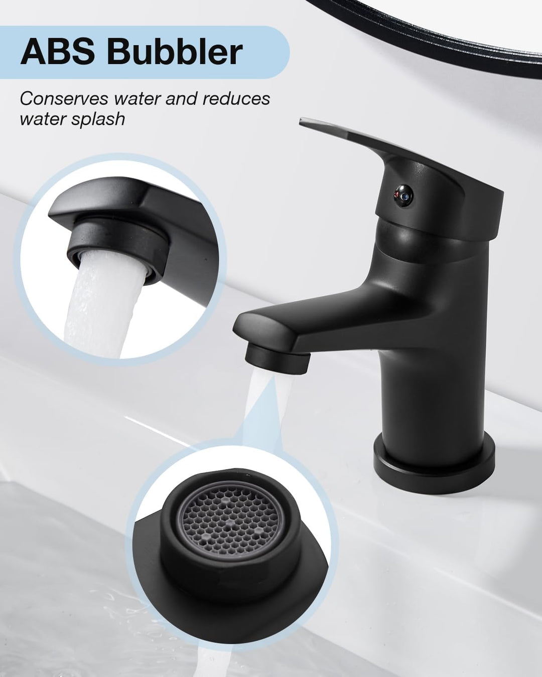 Wasserhahn Bad Schwarz Einhebelmischer Armatur für Waschbecken Badezimmer mit Kalt/Warmwasser, Schwa