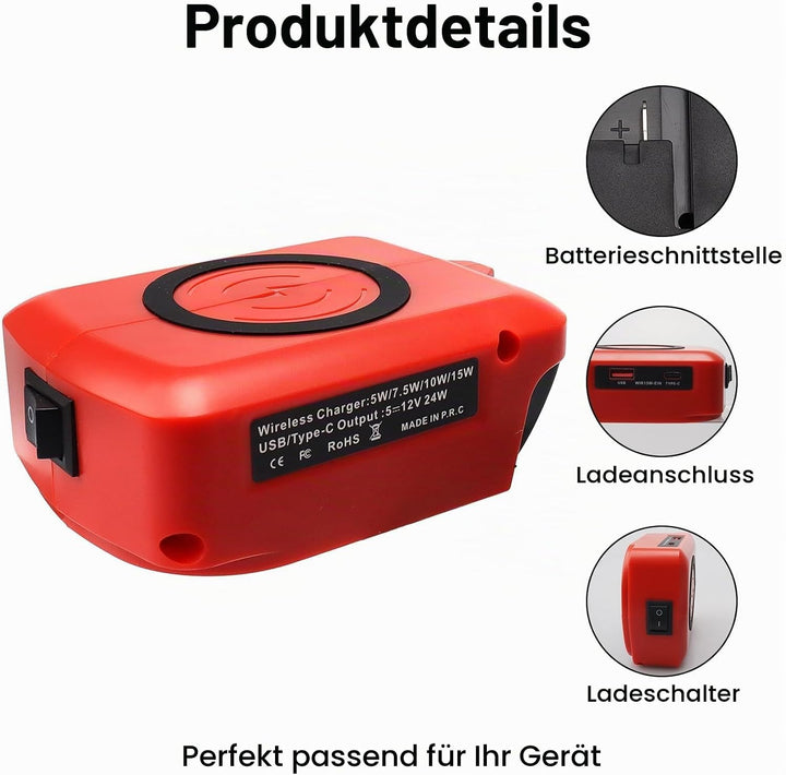 18 V mobiler kabelloser tragbarer Ladeadapter, Ladegerät für Einhell Power X-Change, universelle 15