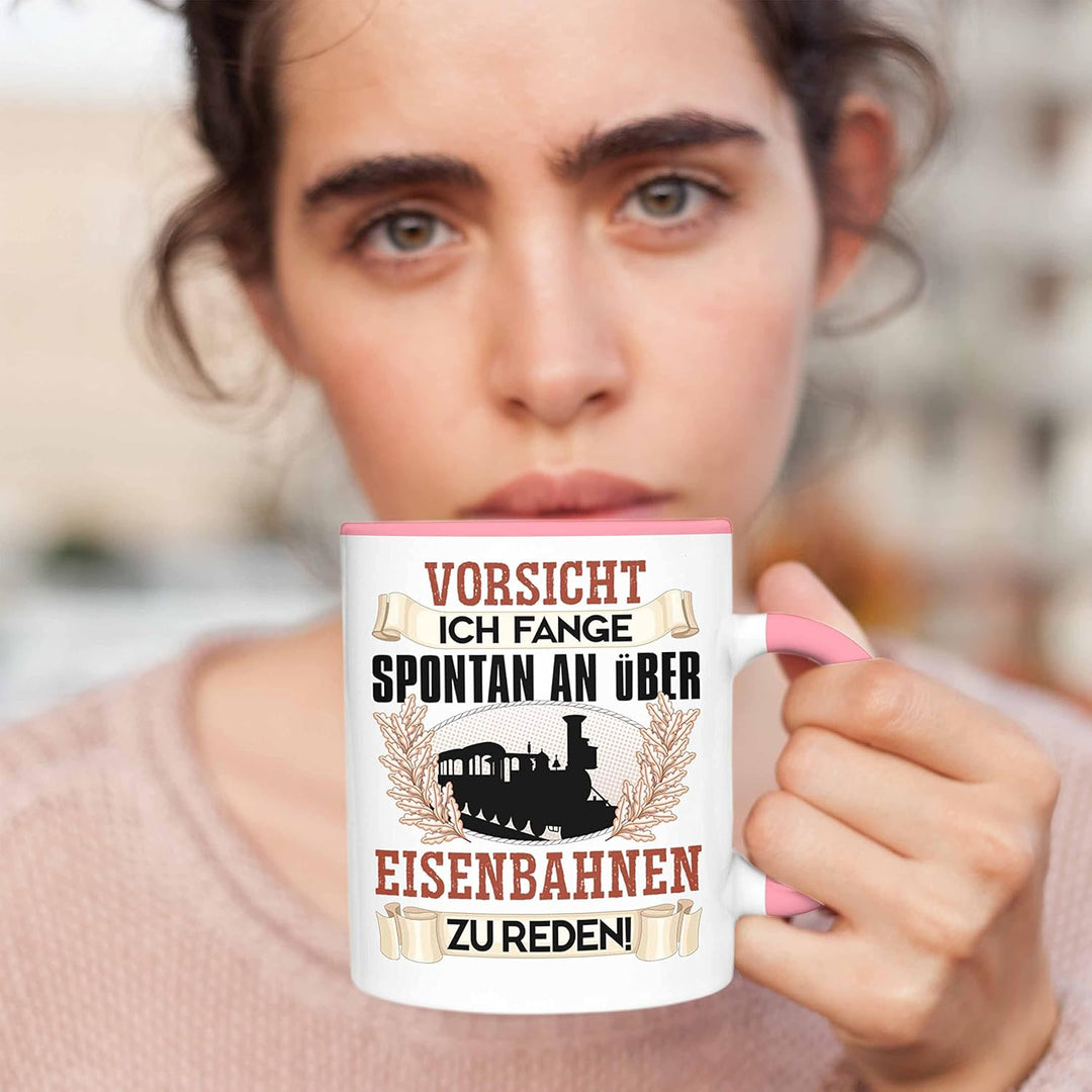 Trendation - Eisenbahner Tasse Geschenk für Modelleisenbahn-Fans Geschenkidee Ich Fange Spotan An Üb