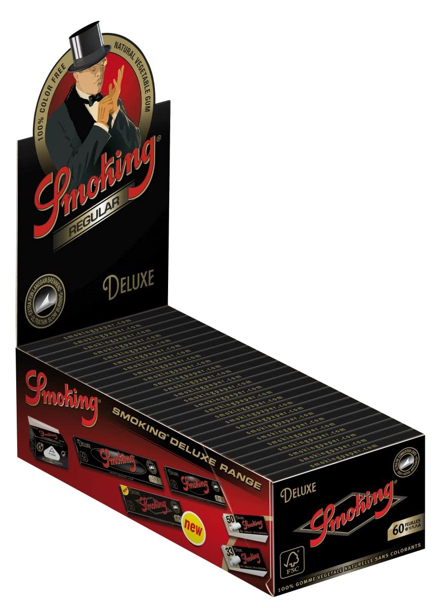 SMOKING DELUXE Black Regular Zigarettenpapier Display mit 50x Heftchen à 60 Blatt