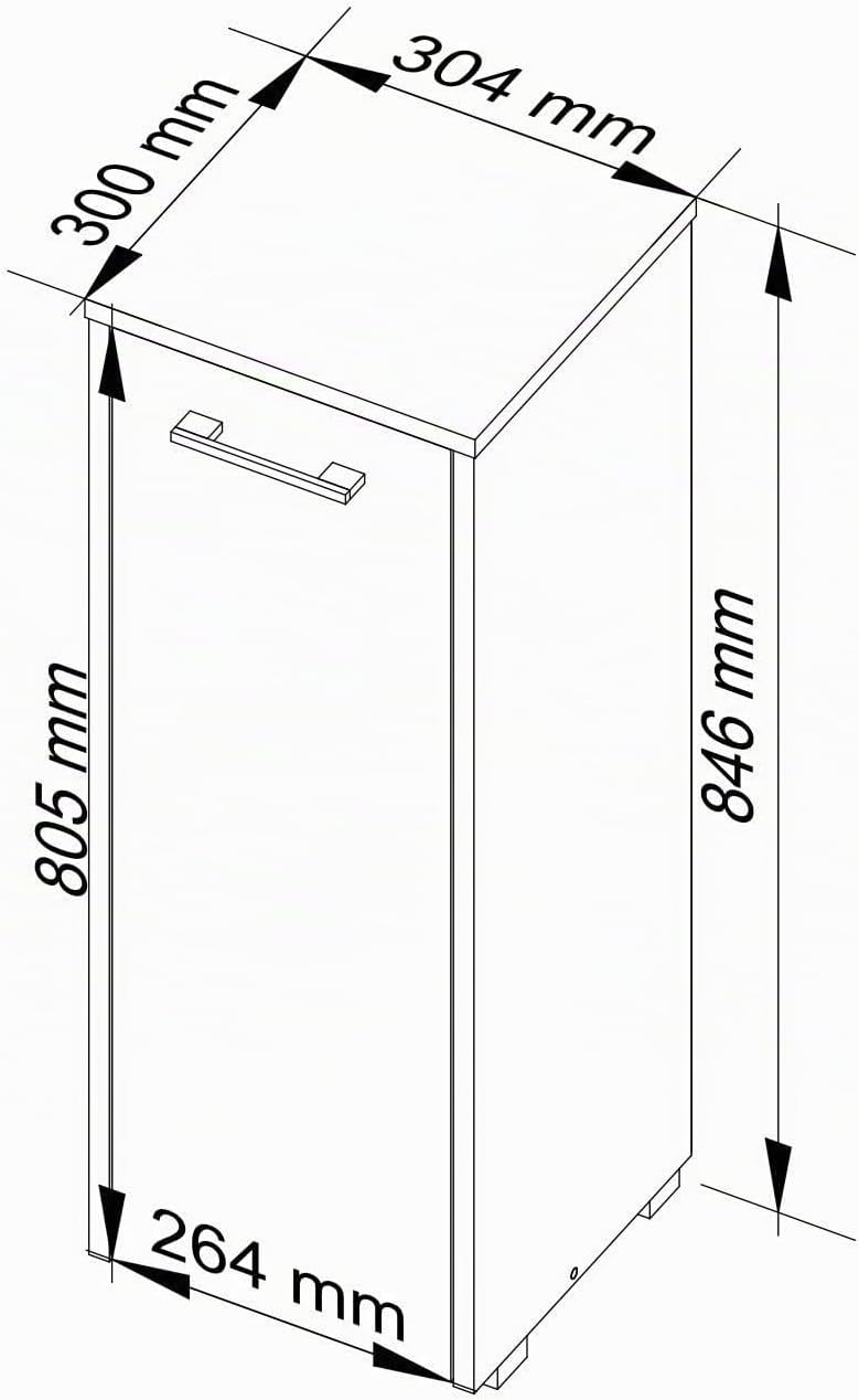AKORD Stehender Badezimmerschrank schränke | Badezimmer kommode | FIN S30 eintürig | B30 x H82 x T30
