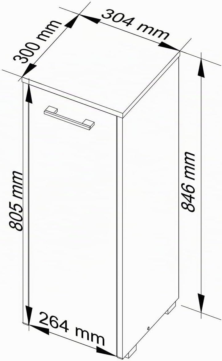 AKORD Stehender Badezimmerschrank schränke | Badezimmer kommode | FIN S30 eintürig | B30 x H82 x T30