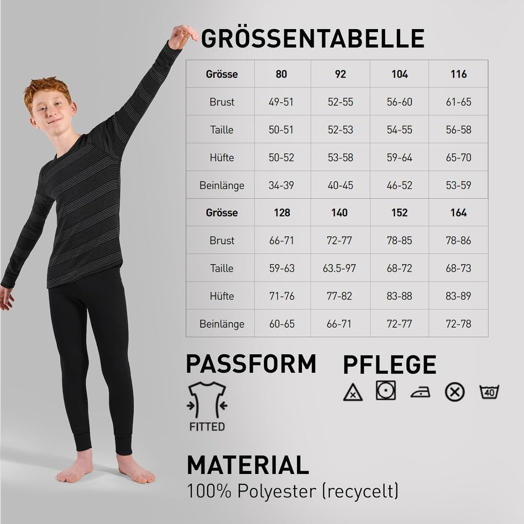 Odlo Kinder Active Warm Eco Unterwäsche Set 80 Black - Grey Melange, 80 Black - Grey Melange