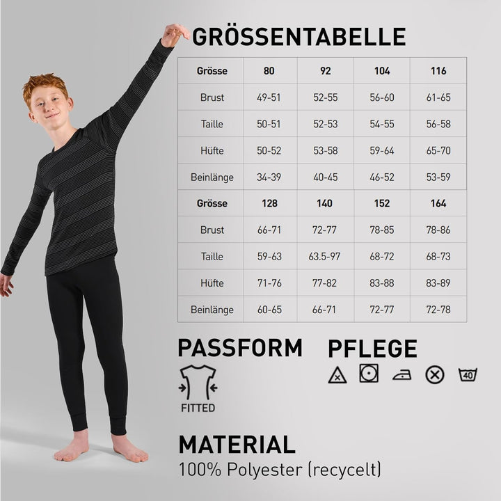 Odlo Kinder Active Warm Eco Unterwäsche Set 80 Black - Grey Melange, 80 Black - Grey Melange