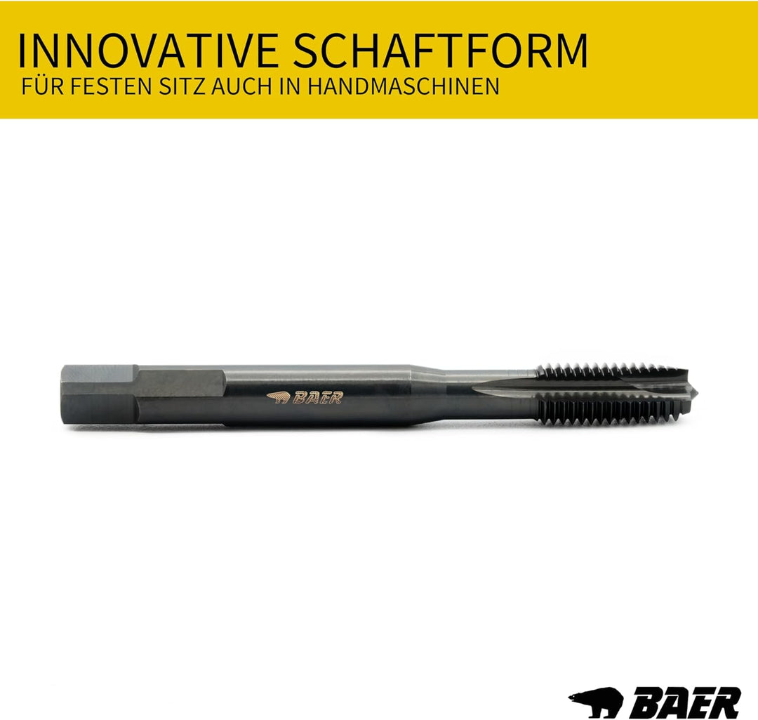 BAER Gewindeschneider Set M3 - M12 TriTap HSSE-VAP: Gewindebohrer Set Durchgangsloch - Kernlochbohre