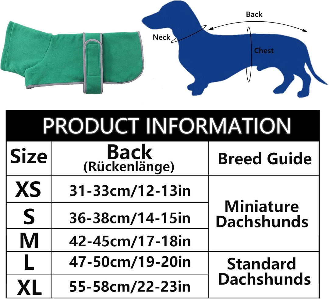Geyecete -Gemütlich Polarfleece Winter hundemantel fur Dackel,Miniatur Dackel Fleece hundepullover,H