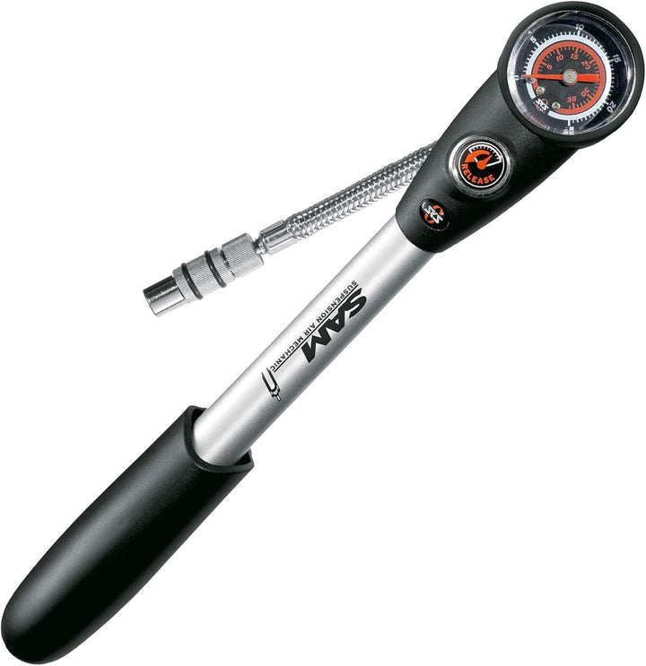 SKS GERMANY SAM Dämpferpumpe (Luftpumpe für AV-Ventile, Präzisionsmanometer, schwenkbarer Schlauchan